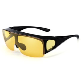 Br’Guras Nighttime Sunglasses, For Night Driving, Flip-Up Lenses, Yellow Lenses, Night Vision -