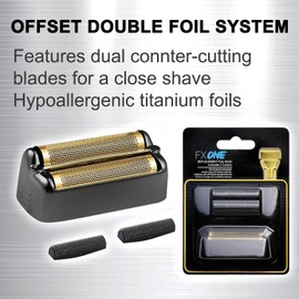 FXONE Shaver Replacement Foil and Cutter Compatible with BaBylissPRO FXONE Double Foil Stick Shaver,FX79RF2G Hypoallergenic Extra-close Shaver Replacement Head (Black/1 Pack)