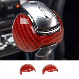 JeCar Carbon Fiber Interior Gear Shift Knob Trim Cover for Ford Mustang 2015-2019 (Red Carbon Fiber)