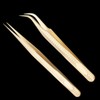 Miuffue Straight and Curved Pointed Tweezers for Eyelash Extension, 2