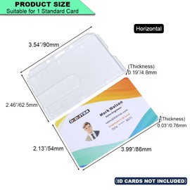 DiDiSTAR 3 Pack Hard Plastic Badge Holder-Horizontal Heavy Duty ID Card Holder for Badges-Rigid Case Single ID Protector with Easy Access Thumb Slot for Clips,Lanyards & Reels-Frosted Clear