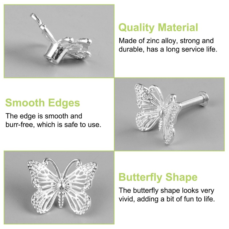 UFURMATE Butterfly Drawer Knobs, 6Pcs Zinc Alloy Cupboard Pull Handles