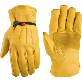 WELLS LAMONT - Guantes de trabajo de piel con cierre de bola y cinta en la muñeca, piel de vacuno granulada, extra grandes (1132XL)