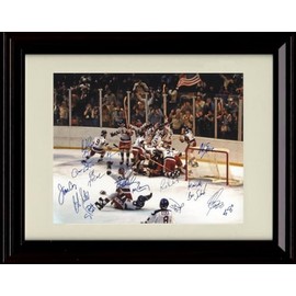 Generic Framed 1980 Olympic Hockey Miracle on Ice Autograph Replica Print (Black Cherry, 10x10) for Living Room Wall Art