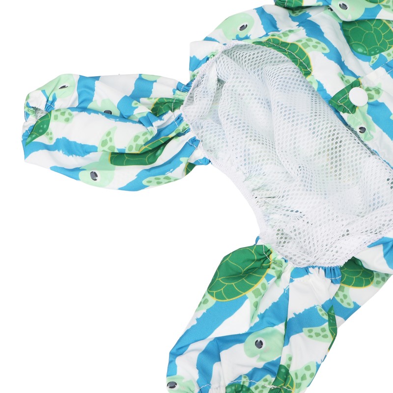 Reflective Puppy Raincoat Sea Turtle Pattern Lightweight Breathable Waterproof Pet