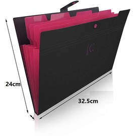 Document Files Set of 4 Document Storage Boxes 5 Pockets Case A4 Snap Waterproof Pocket Bag Clear File Organization Classification Stationery School (Set of 4)