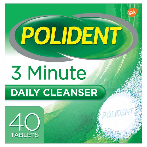 Polident Denture Cleanser, 3 Minute, 40 tablets