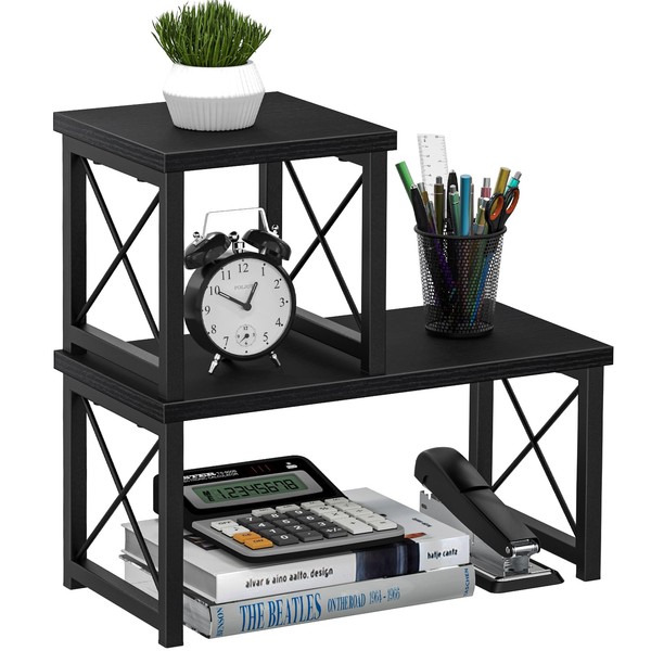 Honiter Desktop Shelf, Desktop Organizer Shelf, Freestanding Small Bookshelf Desk