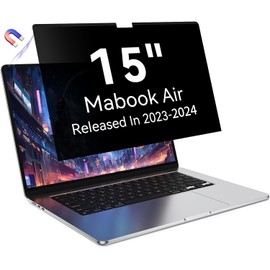 Magnetic Privacy Screen Protector Compatible with MacBook Air 15 Inch ((2023-2024, M2 M3 Chip) - A2941 A3114, Removable Anti Spy Blue Light Glare Shield Film Laptop Privacy Filter