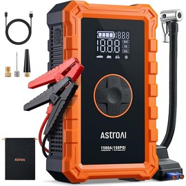 AstroAI S8 Air Jump Starter with Air Compressor, 1500A Peak Car Battery Jump Starter Portable (6.0 Gas/3.0L Diesel) with 150PSI Cordless Auto-Shutoff Tire Inflator, 12V Battery Charger Booster(Orange)