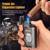 SEMKONT Triple Jet Flame Cigar Lighter with Cutter, Windproof Butane