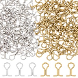 SUPERFINDINGS 200Pcs 2 Colors Fishing Sinker Eyes Eyelet Brass Sinker Eyes Eyelets DIY Fishing Lures Eyelet Silver Golden Loop Fishing Sinker for Weight Molds Tackle Accessories