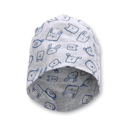 Sterntaler Baby Boys Beanie Baby Slouch Beanie Animal Faces Hat - Beanie Baby Children's Beanie - Made of Jersey with Animals - Multicoloured, silver