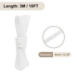 Rebower 550 Paracord Rope 3 m, 4mm Thin Paracord Nylon Cord 7-Strand Core [for Tent Camping Outdoor Gear] - White