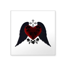 CafePress Black Winged Goth Heart Sticker Square Bumper Sticker Car Decal