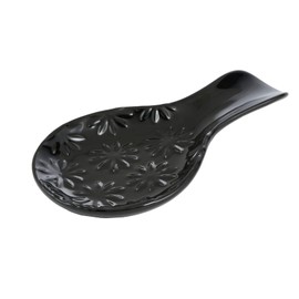 Cooking Spoon Rests for Stove Top, Ceramic Spoon Rest for Kitchen Counter, Ceramic Spatula Rest, and Tableware Rest, Utensil Rest for Stove Top，Large Coffee Tea Spoon Rests，Kitchen Accessories，Black