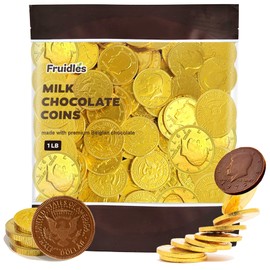 Gold Half-Dollar Milk Chocolate Coins Gelt, Made with Premium Belgian Chocolate, Kosher Certified Dairy (1 Pound)