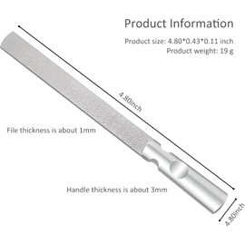 1PCS Metal Nail File - Double-Sided Nail Filer - Reusable Manicure Tool with Leather Case - Toe Nail File for Home, Salon or Travel Use (Silver, 12.5×1.3cm)