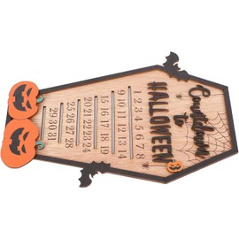 Calendario de Cuenta Regresiva de Halloween, Calendario de Adviento de Bloques de Madera Móviles con Decoración de Calabaza de Murciélago Espeluznante Naranja y Negro, para