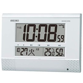 Seiko Clock, White Pearl, Body Size: 7.3 x 10.4 x 1.5 inches (18.6 x 26.4 x 3.9 cm), Gift Packaging, Wall Clock, Table Clock, Dual Use, Radio, Digital BC412W