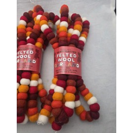 Trader Joe's Lot of 3 Handcrafted Felted New Zealand Wool 9' Long Garland NEW