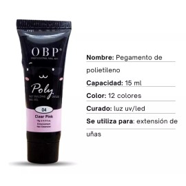Obp Kit Polygel Básico 12pzs 15ml  + Tip Dual + 5 Pinzas