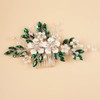BERYUAN Silver Rhinestone Peacock Hairpiece - Green Crystal Teardrop Hair