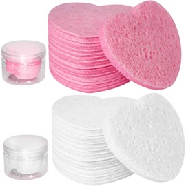 Esponjas faciales de limpieza 50 unidades reutilizables con forma de corazón comprimidas gran absorción agua y secado rápido celulosa desmaquillantes.