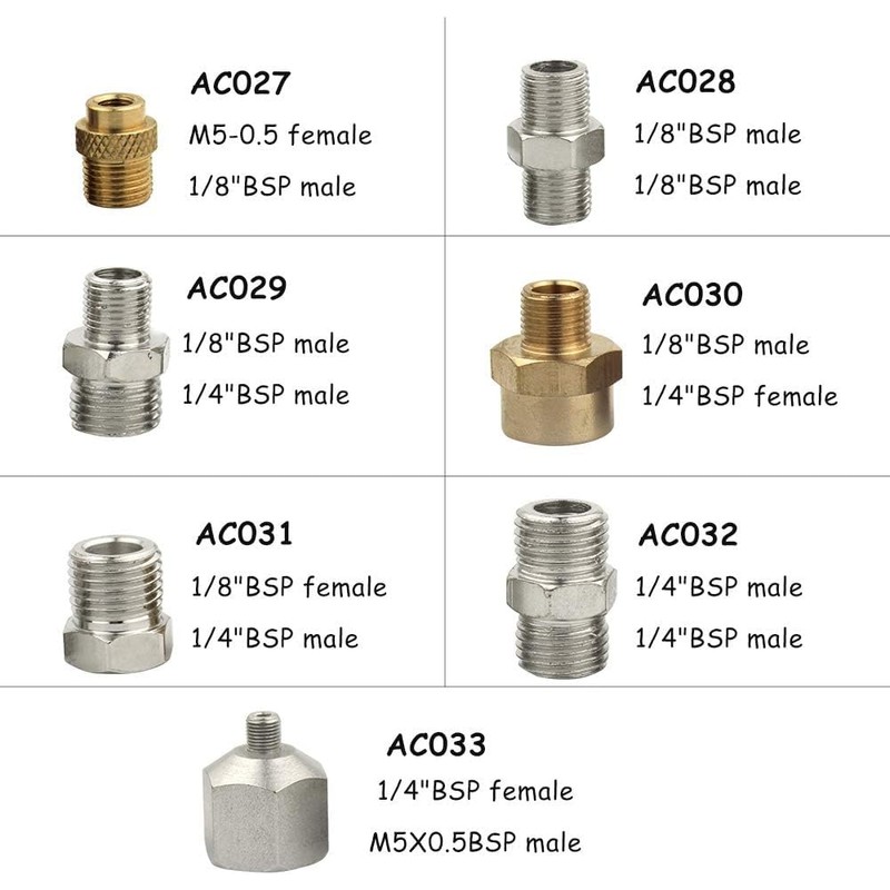 7pcs Airbrush Adaptor Kit Apstour Air Brush Fitting Connector Set