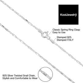 Kooljewelry Sterling Silver Twisted Snail Chain Necklace (1.3 mm, 16 inch)