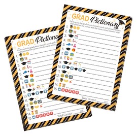 COCHIE 30 Players Graduation Party Games for Adults Large Groups, Grad Words Pictionary Game, Word Scramble Guesstures Game with Answer Key, Graduation Parties Supplies Favor (Pattern Pictionary)