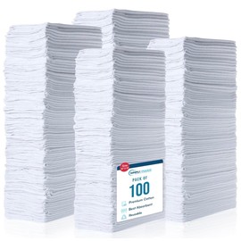 Simpli-Magic Cotton Shop Towels, Commercial Grade White, 100 Pack, Size: 14" x 12"