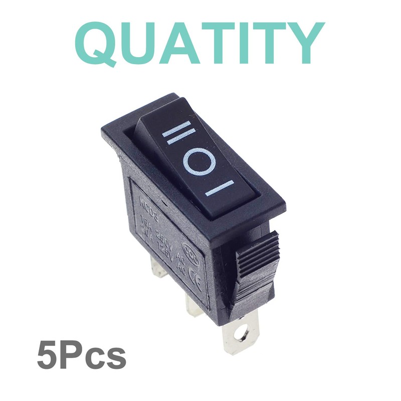 5Pcs SPDT 3 Pins 3 Position ON/Off/ON Toggle Rocker Switch