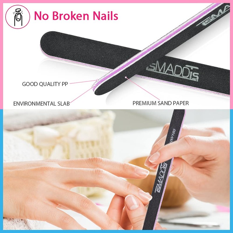 TsMADDTs Nails File 20 PCS Double Sided Emery Board for