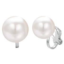 Yoursfs Clip on Earrings for Women Platinum Plated White Faux Freshwater Pearl Round Earrings