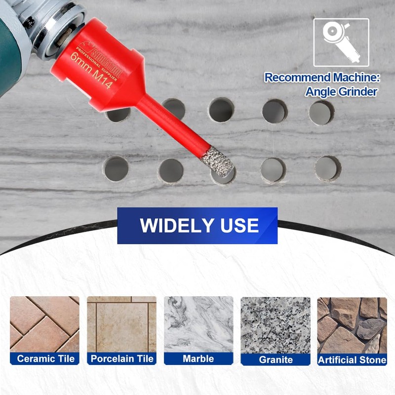 SHDIATOOL Diamond Drill Core Bit with M14 Connection Vacuum Brazed