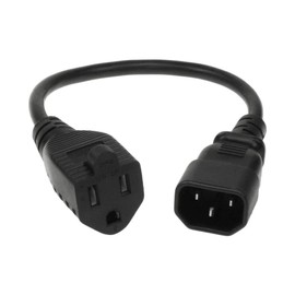SF Cable 1ft 18 AWG NEMA 5-15R to IEC320 C14 Monitor Power Adapter Cord, 10A, 125V AC Power Cable