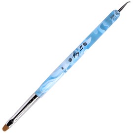 Ivy L 2- Way French Gel Acrylic Nail Art Kolinsky Brush with Dotting Tool for Professional Manicure Cuticle Clean up Nail Art Design (Size # 6, Blue Marble)