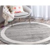 Unique Loom Del Mar Collection Contemporary Transitional Gray Round Rug