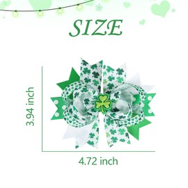 St. Patrick's Day Hair Bow Clips for Women Lucky Shamrock Hair Clips for Girls Green White Hair Bows Cute Clover Hair Barrettes Irish Day Festive Hairpins St. Patrick's Day Hair Accessories 2Pcs