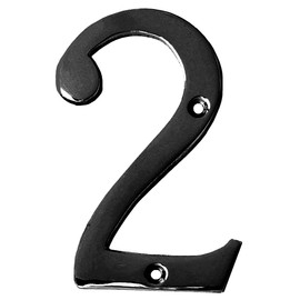 Motif 4-Inch Solid Brass-Black Satin Finish, Mailbox Address Home Numeral/Address Sign House Numbers for Outside, Mailbox Numbers (Number 2)