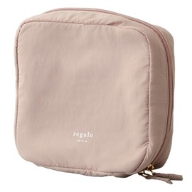 regalo Makeup Pouch, Cosmetic Pouch, Large Capacity, Dividers, Large, Square L: Powder Pink