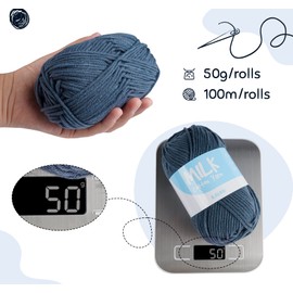 Crochet Yarn Baby 12 x 50 g/Ball, Super Soft 100% Acrylic Yarn for Beginners and Children, Anti-Pilling Hand-Knitting Yarn for Knitting and Crocheting, Fluffy Ball (Ocean Blue)