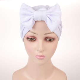 beauty YFJH Womens Bowknot Stretch Hijab Turban Headwear Cap (White)