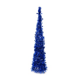 BFYDOAA 120cm Tinsel Christmas Tree with Stand, Blue Sequin Collapsible Christmas Pencil Tree for Fireplace,Apartment,Corner,Holiday Decorations