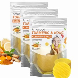 AMOCOCO Turmeric Makeup Removal Tablets, Turmeric Cleansing and Exfoliating Pad for Facial Cleansing and Skincare - Gentle Exfoliation, Brightening Skin - Skin Type: 3 pack