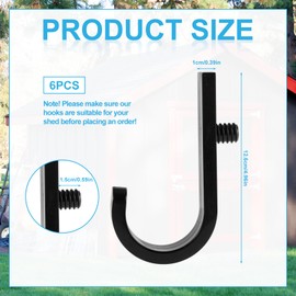 6pcs Tool Hooks Compatible with Suncast/Craftsman Shed, Premium Plastic Shed Garden Garage Storage Organization Accessories Shed Hooks for Hanging Shed Organization Supplies(Black)