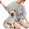 Dog and Owner Matching Clothes,White Striped Dog Shirts Summer T-Shirt Pajamas for Medium Large Dogs with Embroidered Smiley Face(Pet 7XL)