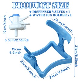 5 Gallon Water Jug Holder, Collapsible Water Dispenser Stand and Dispenser Valves, Thicking Water Dispenser for 3-5 Gallon Bottle, Fast Flow Water Spout Fits 55mm Bottles Cap