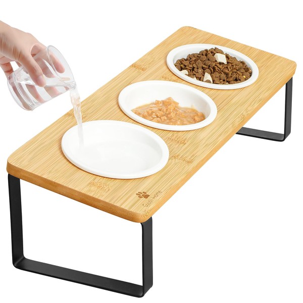 Sunhoo Raised Cat Food Water Bowl Elevated Tilted Kitty Dishes